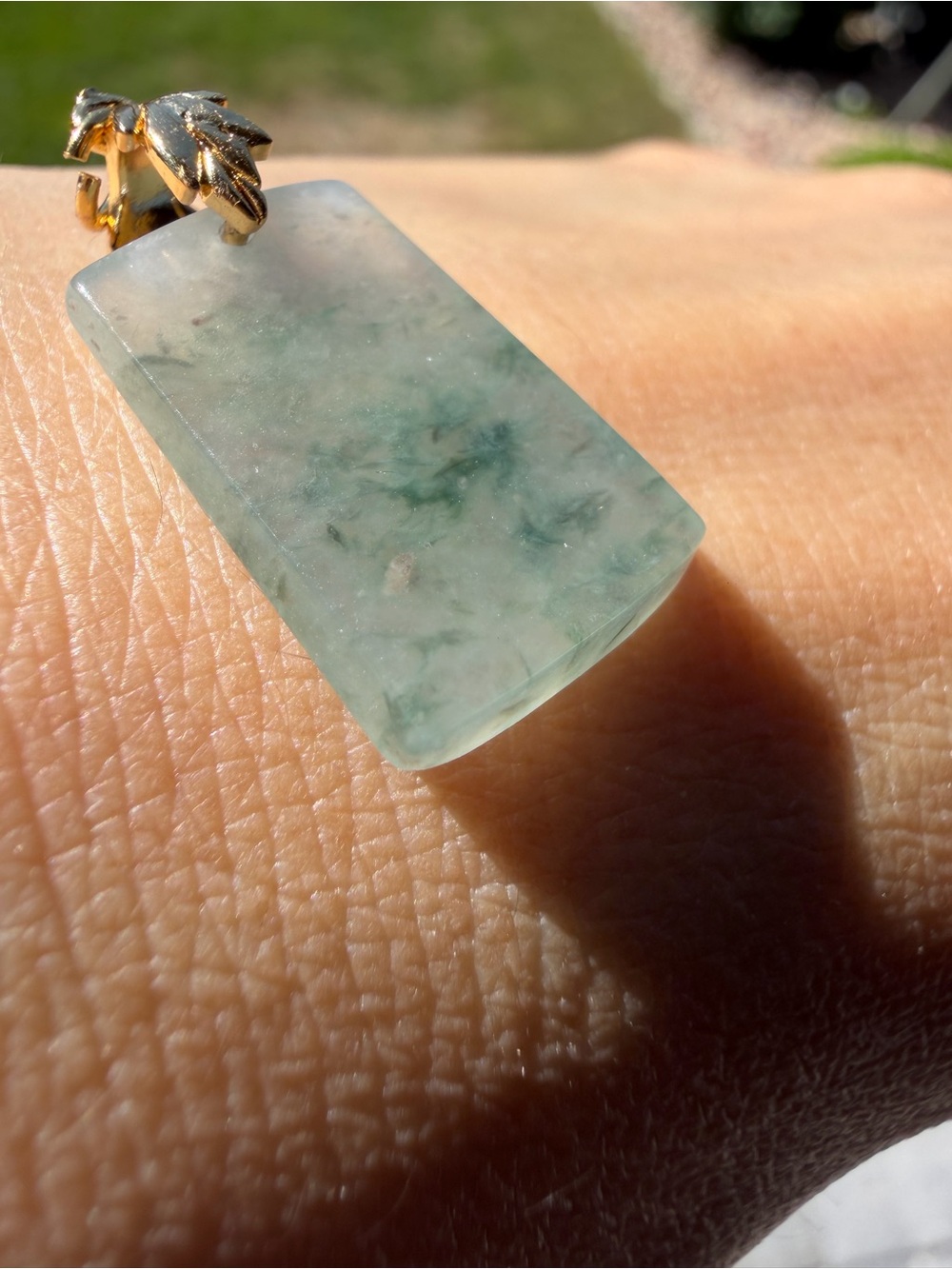 Natural Type A Burmese Ice Variety Floating Flower Jadeite Wuji Tag Pendant